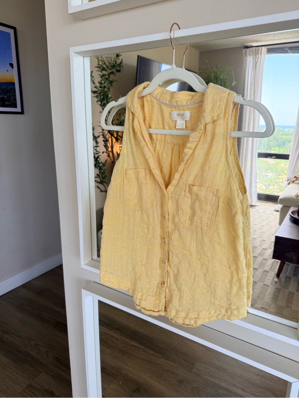 Anthropologie Yellow Button-Front Sleeveless Camisole